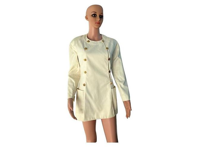Giacca Chanel Crema in Seta e Cotone