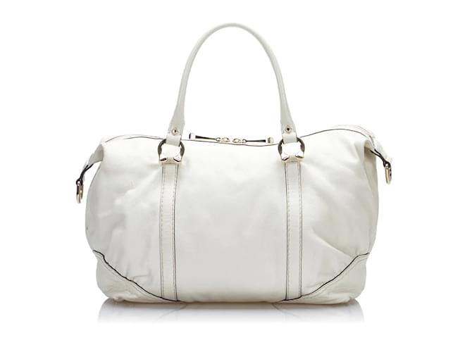 Gucci Leather Horsebit Boston Handbag 189892 White  ref.916937