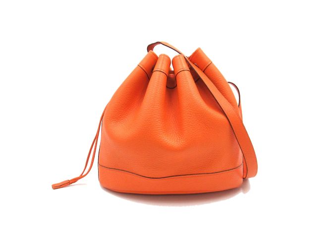 Hermès Borsa a secchiello Clemence Market Arancione Pelle Vitello simile a un vitello