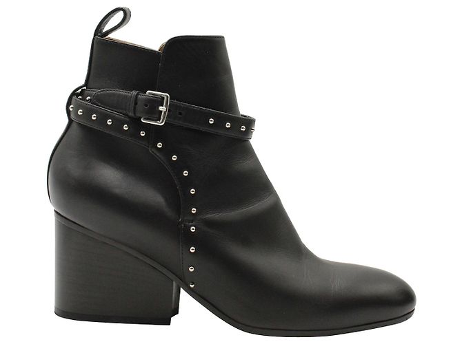 Hermès Hermes Studded Ankle Boots in Black Leather