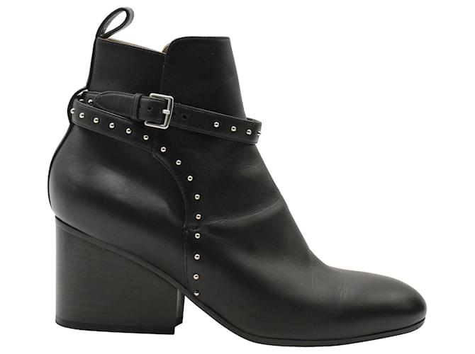 Hermès-Stiefeletten mit Nieten aus schwarzem Leder  ref.917571