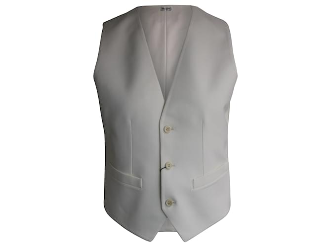 Yves Saint Laurent Grain de Poudre Waistcoat Vest in White Wool  ref.917609