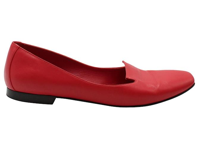 Hermès-Loafer-Flats aus rotem Leder  ref.917623