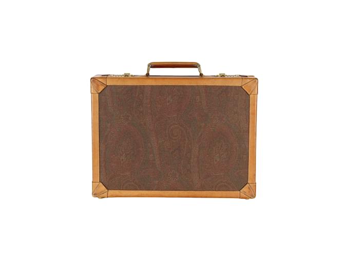 Etro Paisley Printed Small Trunk with Locker Brown Leather  ref.917744