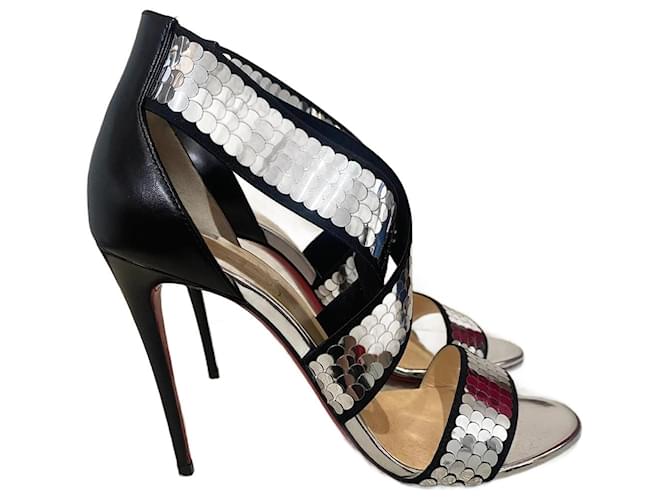 CHRISTIAN LOUBOUTIN  Sandals T.EU 39 Leather Silvery  ref.917768