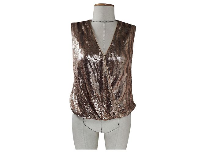 Top con paillettes Halston Heritage Dorato D'oro