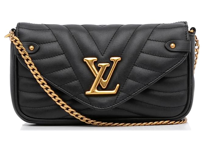 Louis Vuitton Black New Wave Chain Pochette Leather Pony-style
