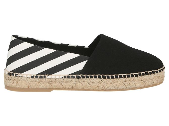 Off White Off-White Striped Flat Espadrilles