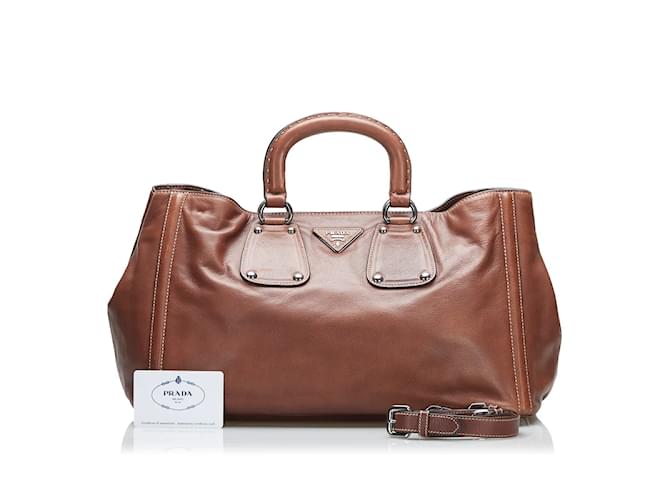 Prada Leather Nocciolo Handbag BN1889 Brown  ref.918530