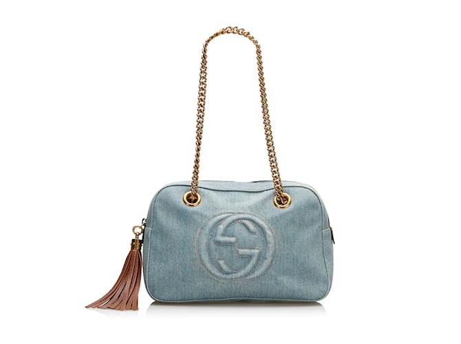 Gucci Soho Chain Denim Shoulder Bag 308983 Blue  ref.918540