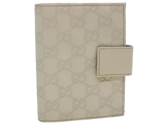 GUCCI GG Canvas Day Planner Cover Leather White 115240 Auth am4294  ref.918591