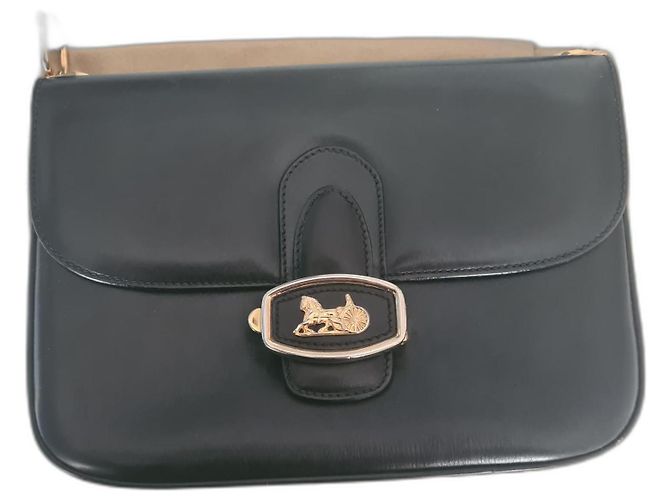 Céline Celine 1980 borsa a tracolla nera "Caleche" Nero