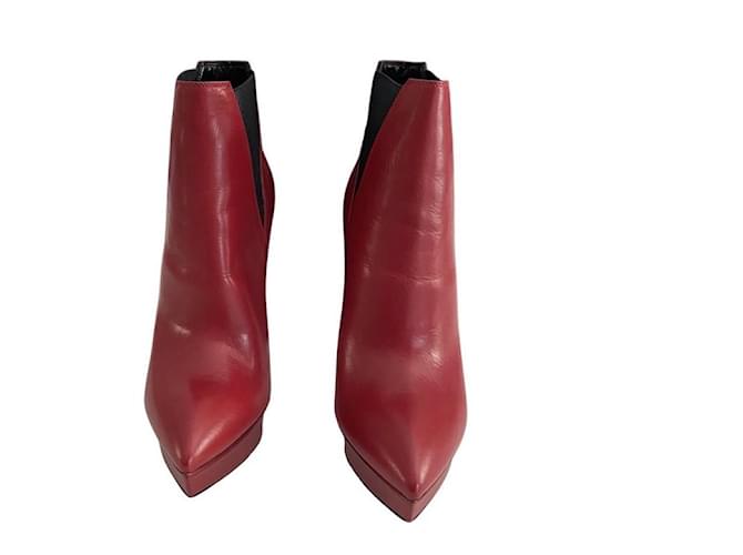 Yves Saint Laurent Ankle Boots Red Leather  ref.918706