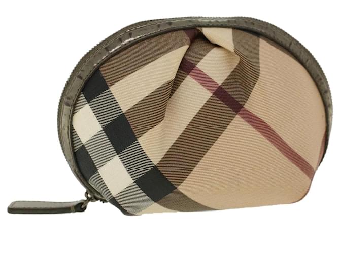 BURBERRY Nova Check Pouch PVC Couro Bege Auth yk6790  ref.919966