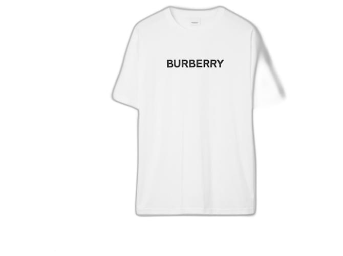 Burberry Baumwoll-T-Shirt mit Logo-Print Schwarz Weiß Baumwolle  ref.918699