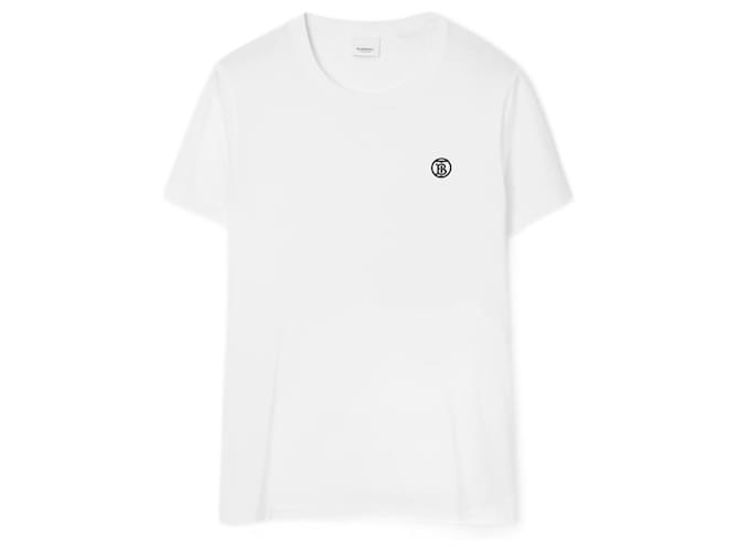 Burberry T-shirt de algodão com estampa de logo Preto Branco  ref.918701