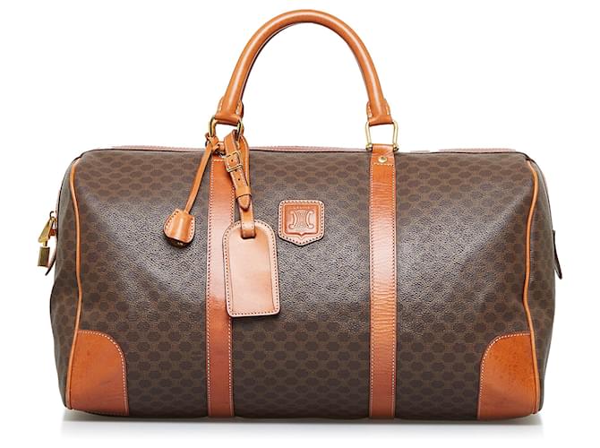 Celine Brown/Dark Brown Macadam Canvas Travel Bag