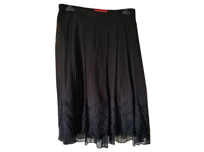 Christian Lacroix Gonna Lacroix 100% seta e pizzo t36/38fr Nero