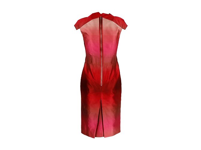 Autre Marque 6267 Kleid aus Degrade-Douchesse-Seide Rot