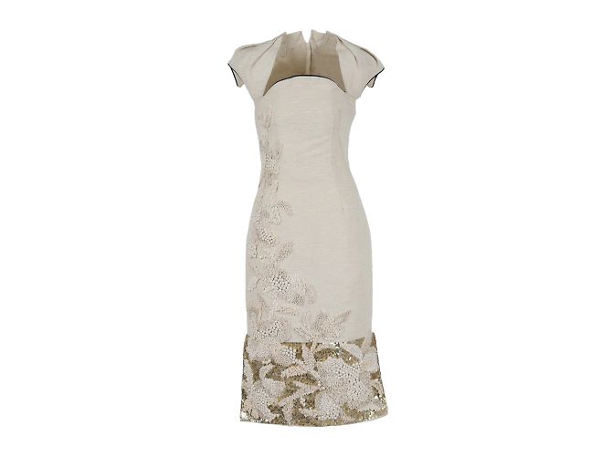 Autre Marque 6267 Vestido Otomano de Algodão Bordado Fora de branco