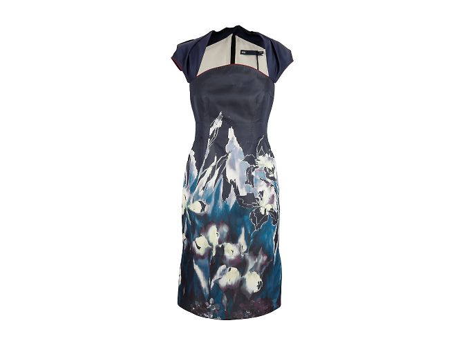 Autre Marque 6267 Abito in radzmir di seta con stampa floreale Iris Multicolore