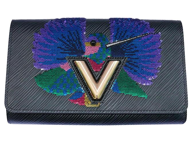 Louis Louise Louis Vuitton Sequin Bird PM Twist Bag Black Leather