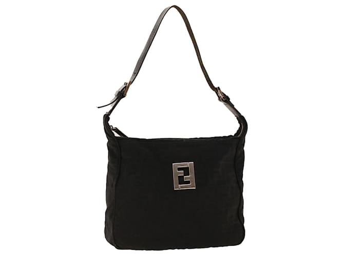 Fendi Zucca Logo Canvas Shoulder Bag Black