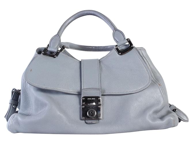 Miu Miu Blue Grey Leather Tote Bag  ref.920293