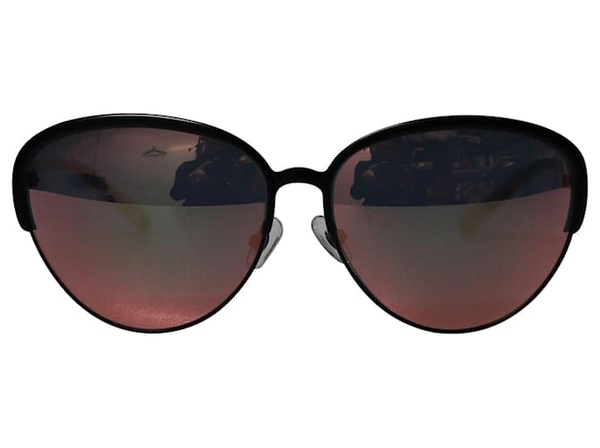 Óculos de sol Linda Farrow Cat-Eye com armação de metal preto e dourado  ref.920330