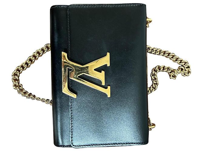 Louis Vuitton Louise MM Schwarzes Lackleder Clutch