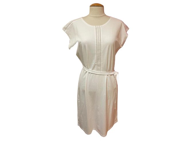 Vestido Agnès b. de algodão branco com bordados