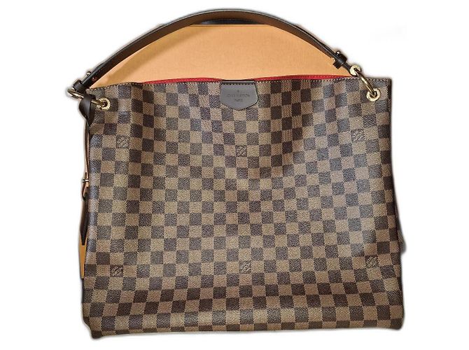 Louis Vuitton Graceful MM couro de avestruz marrom claro Castanho claro