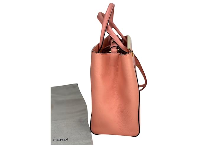 Fendi Vitello Elite Flamingo Petite 2Jours Tote Ecstasy Shoulder crossbody Bag Pre owned 8BH235 Pink Peach Leather  ref.920460