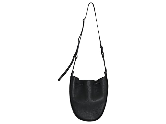 The Row Small Drawstring Pouch Bag in Black Calfskin Leather ref