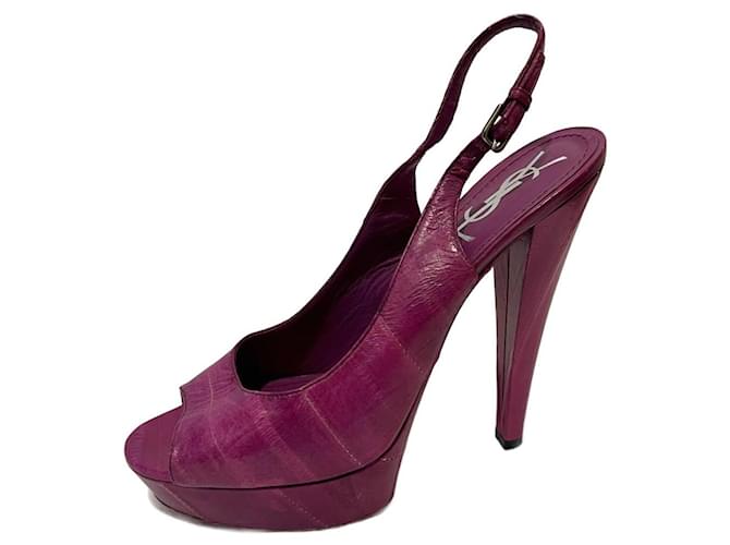 Yves Saint Laurent Escarpins peeptoe violet vintage YSL Rive Gauche 