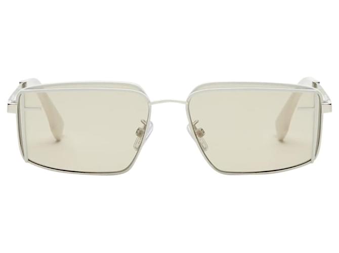 Gafas de sol de pasarela unisex First Sight de Fendi Blanco Metal  ref.920544