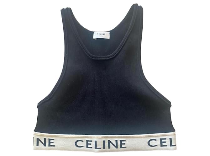 Céline Celine Technical Jersey Bra Top Black Cotton ref.920548
