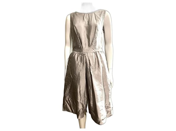 Escada vestido de mistura de seda cinza prateado Prata Lã  ref.920551