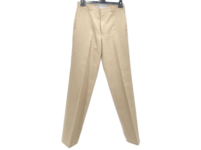 Off White OFF-WHITE  Trousers T.fr 48 cotton Beige  ref.920603