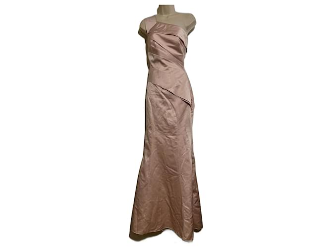 Vera Wang Einschultriges Abendkleid Pink Polyester  ref.920625
