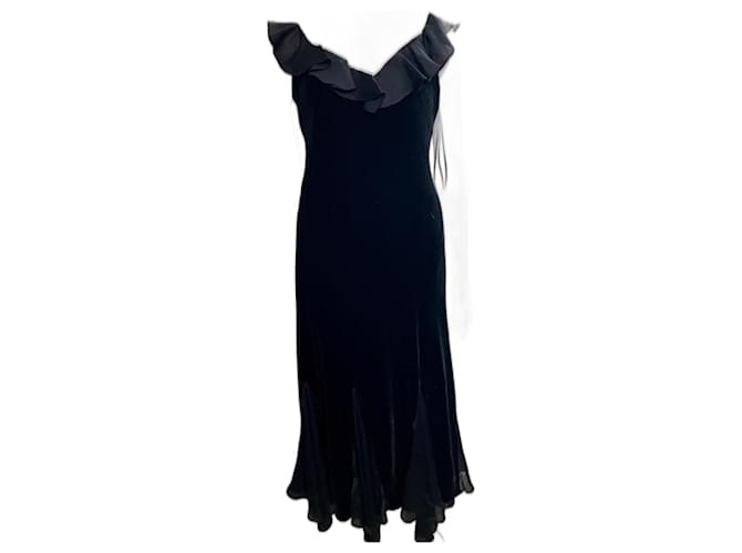 Ralph Lauren Lauren black velvet and silk evening dress  ref.920627