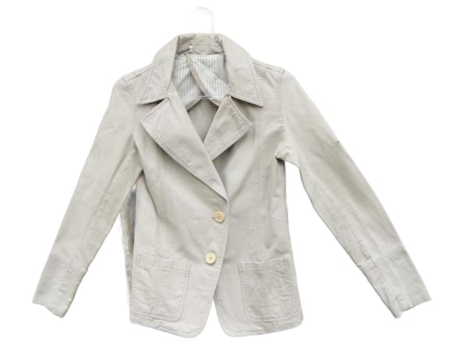 Zadig & Voltaire jacket size 38 Beige Cotton Linen  ref.920630