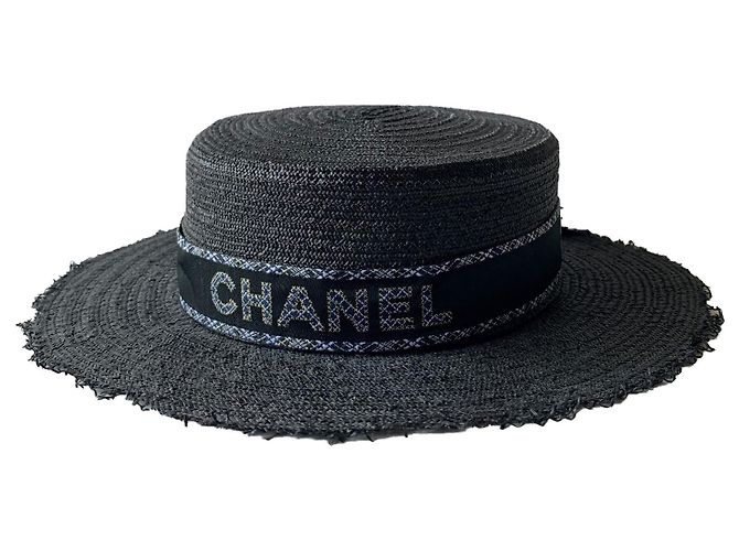 Chanel Hüte Schwarz Stroh