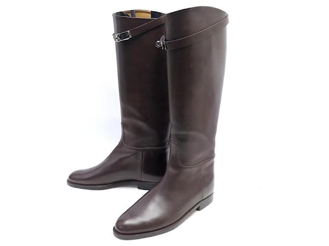 Hermès HERMES SHOES JUMPING BOOTS 39 BROWN LEATHER CLASP KELLY BROWN BOOTS  ref.920676