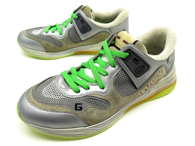 GUCCI SHOES ULTRAPACE SNEAKERS 587242 11 IT 46 EN SNEAKERS BOX SHOES Silvery Leather  ref.920767