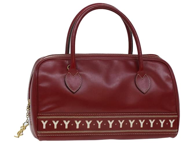SAINT LAURENT Hand Bag Leather Red Auth am4280  ref.921289