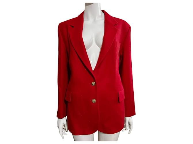 Vintage Burberry vintage blazer en laine rouge  ref.921372