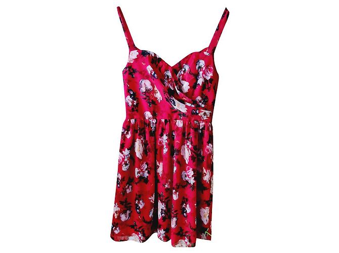The Kooples Rotes Trägerloses Kleid mit Blumenmuster