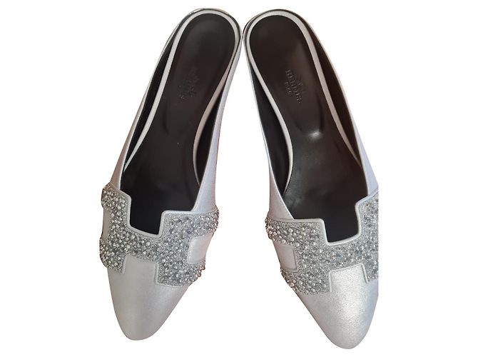 Hermès Roxane Leder Mules Grau