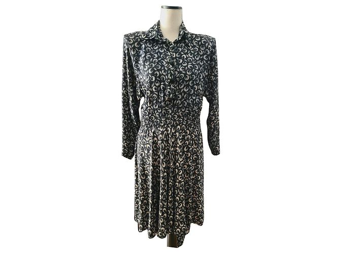 Valentino Seidenkleid Tie Dye Beige Grau Schwarz